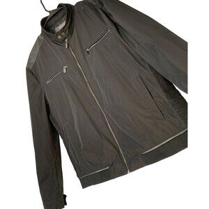 Kenneth Cole Reaction Mens XL Black Jacket Leather Trim Zip Pockets RD10594 EUC